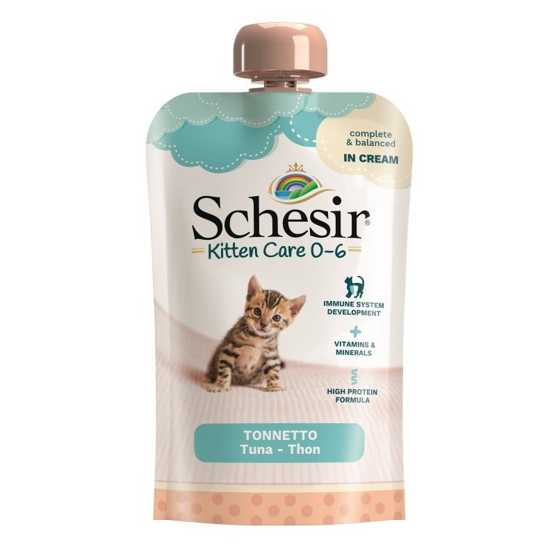 SCHESIR CAT Kitten Care 0-6 Tuna in cream 150g (tubka)