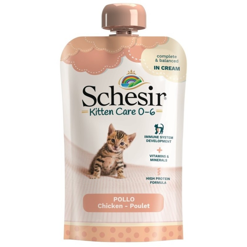 SCHESIR CAT Kitten Care 0-6 Chicken in cream 150g (tubka)