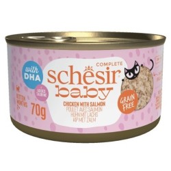 SCHESIR CAT Baby Chicken with salmon in broth 70g (puszka)