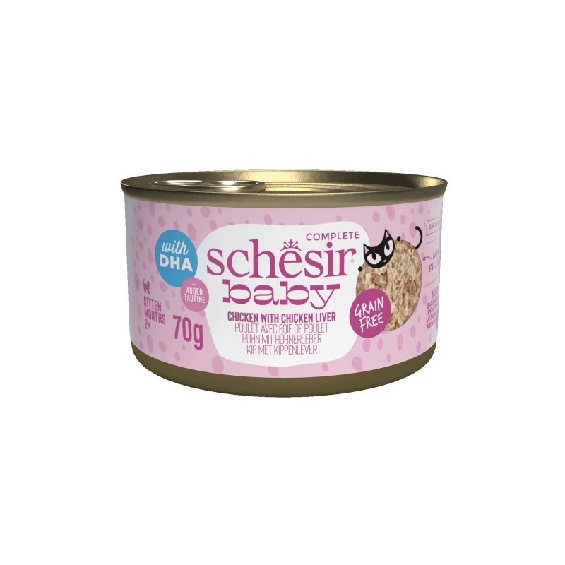 SCHESIR CAT Baby Chicken with chicken liver in broth 70g (puszka)