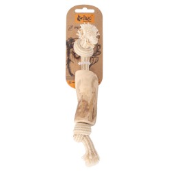 DINGO Gryzak z drewna kawowego na sznurze DWA WĘZŁY 22 cm