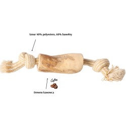 DINGO Gryzak z drewna kawowego na sznurze DWA WĘZŁY 22 cm