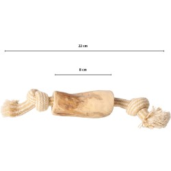 DINGO Gryzak z drewna kawowego na sznurze DWA WĘZŁY 22 cm