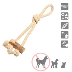 DINGO Gryzak z drewna kawowego na sznurze PRZECIĄGACZ 37 cm