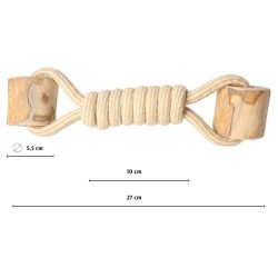 DINGO Gryzak z drewna kawowego na sznurze HANTEL 27 cm