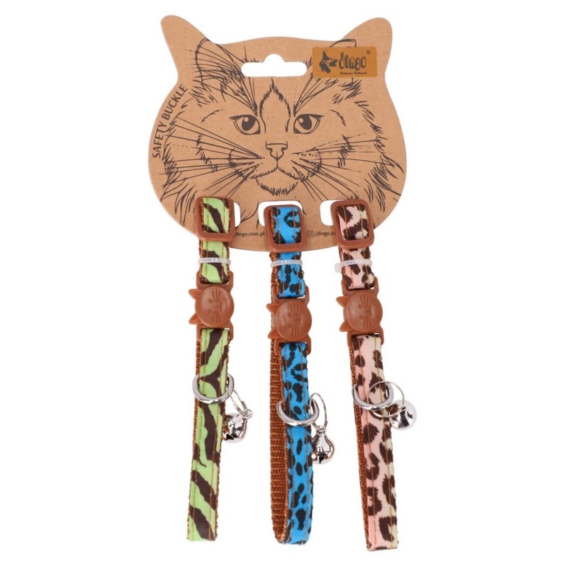 DINGO Komplet obroży dla kota (18-28 cm) 3 szt. LEOPARD