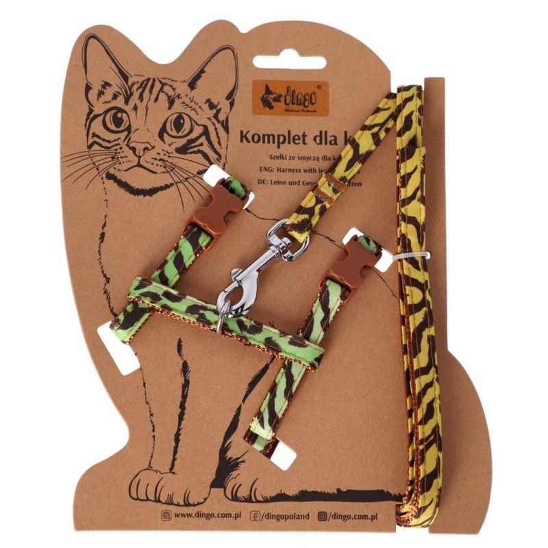 DINGO Komplet szelki + smycz dla kota (120 cm) LEOPARD