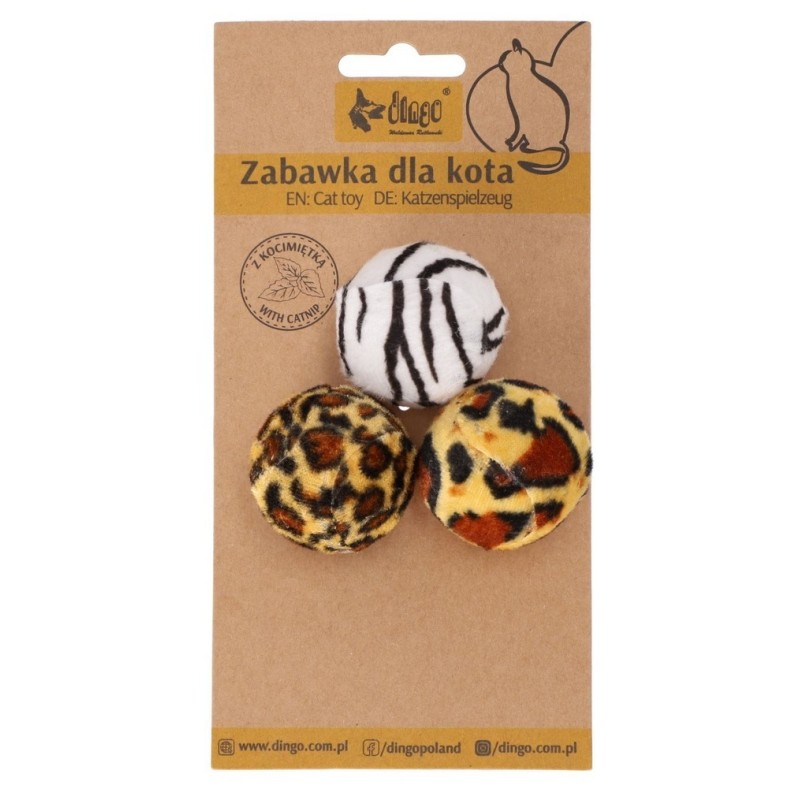DINGO Piłka Kocia Dżungla 3szt. (4 cm)