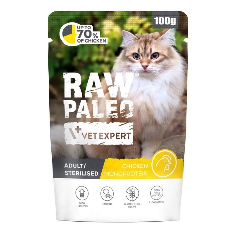 RAW PALEO Adult Sterilised Cat Chicken 100g