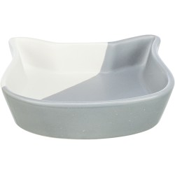 TRIXIE Miska ceramiczna dla kota w kształcie głowy kota 0,2l/13 cm - szara/biała