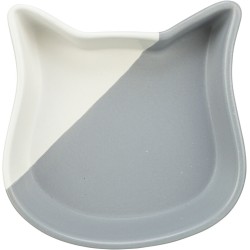 TRIXIE Miska ceramiczna dla kota w kształcie głowy kota 0,2l/13 cm - szara/biała