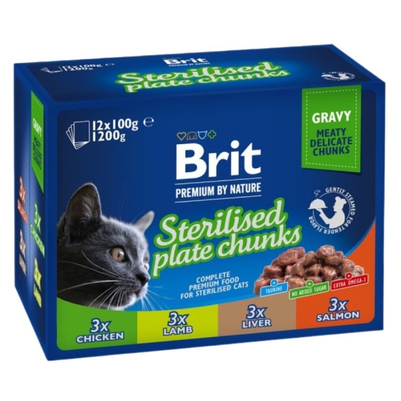 BRIT Pouches Cat Sterilised Plate (12x 100g)