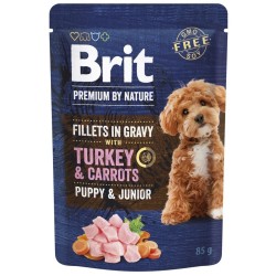BRIT PREMIUM BY NATURE Puppy and Junior Pouch Gravy Fillets Turkey and Carrots 85g