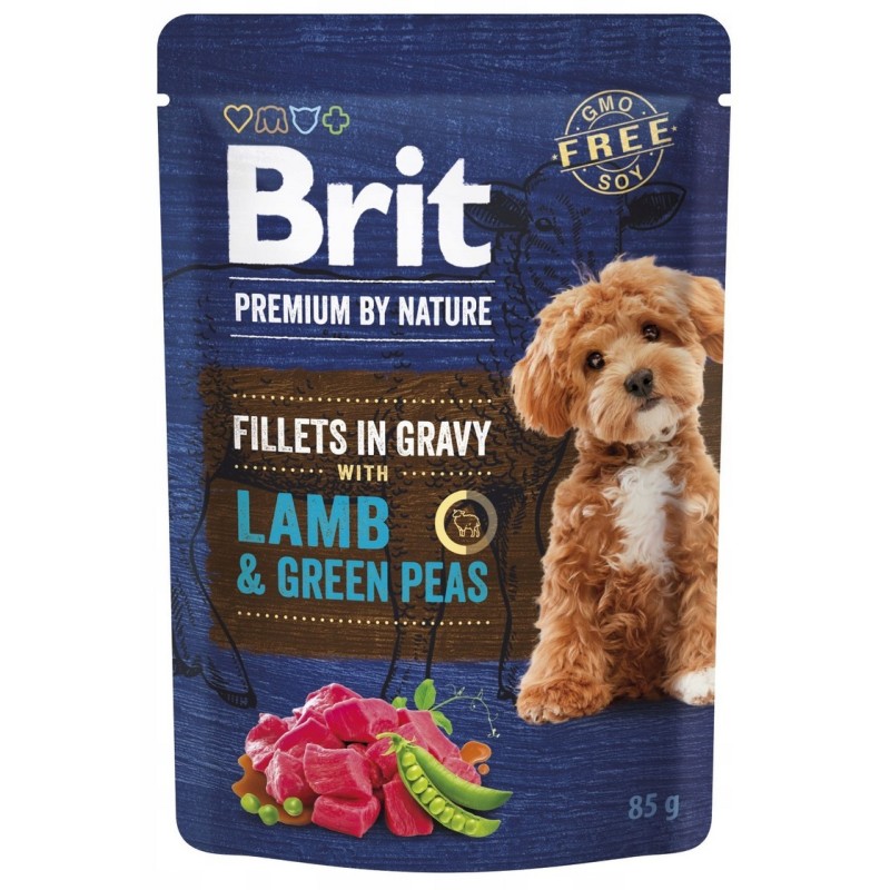 BRIT PREMIUM BY NATURE Pouch Gravy Fillets Lamb and Green Peas 85g