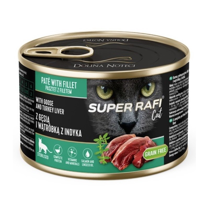 DOLINA NOTECI SUPER RAFI dla kota z sterilizowanego z gęsią i wątróbką z indyka 185g