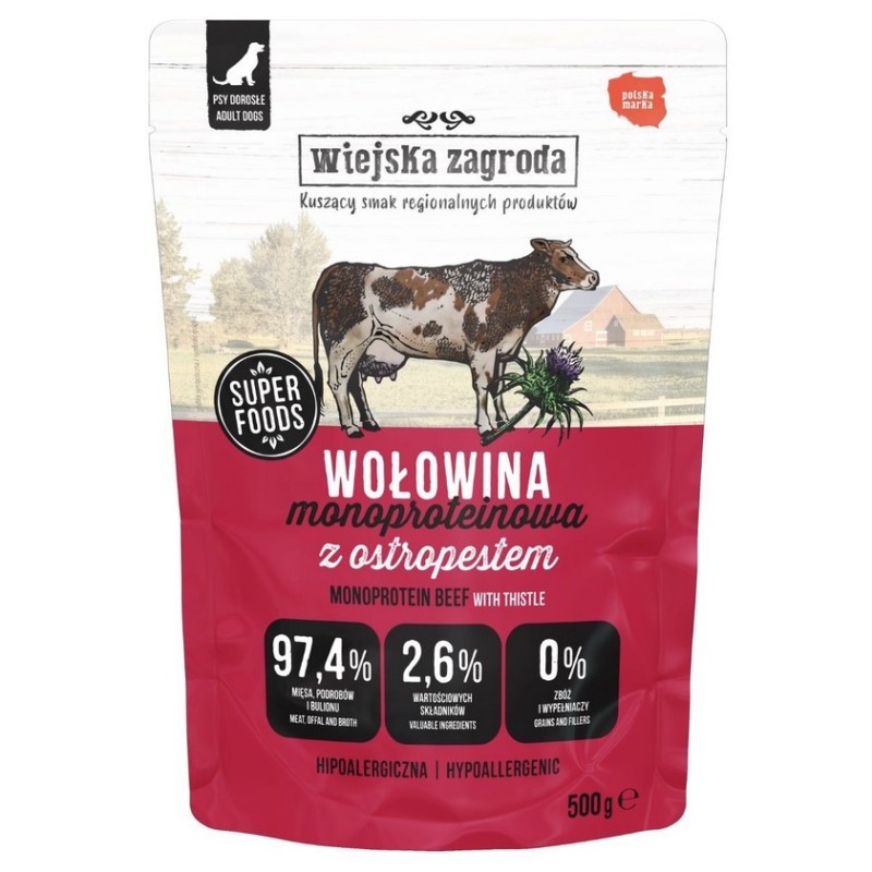 WIEJSKA ZAGRODA PIES Monobiałkowa Wołowina 500g (saszetka)