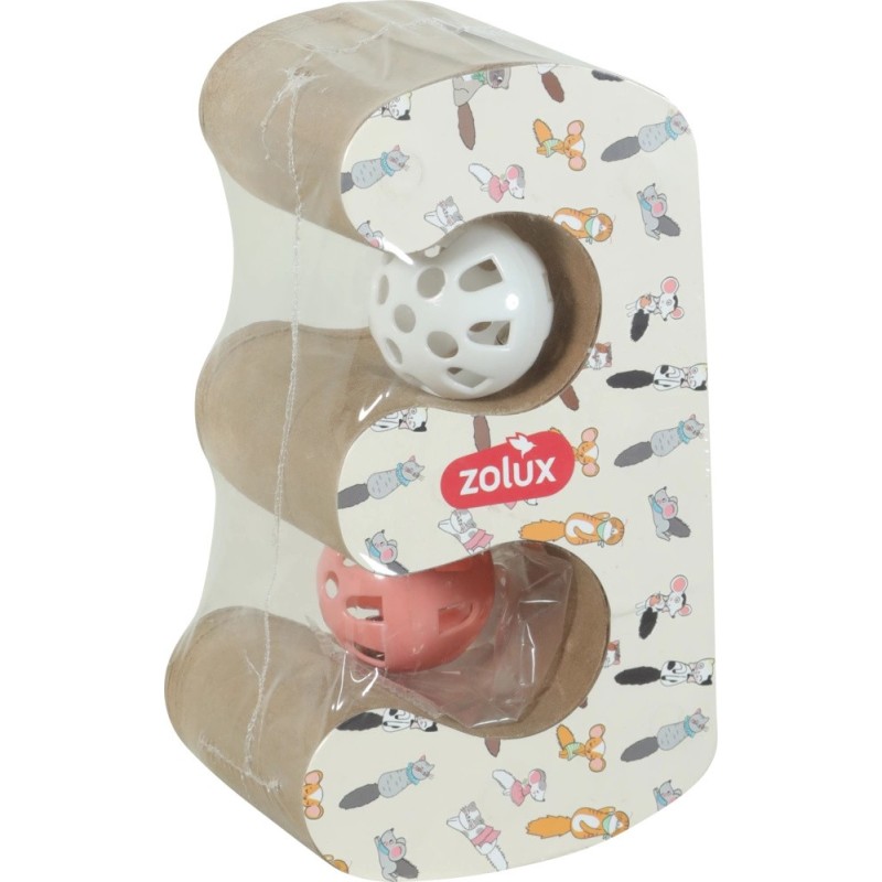 ZOLUX Drapka dla kota składana CHATOUILLE podwójna z piłkami i kocimiętką 17,5 x 17,5 x 17,5 cm