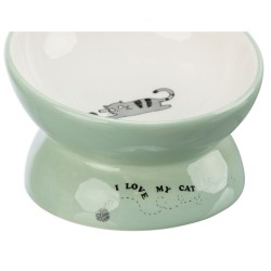 TRIXIE Miska podwyższona z ceramiki dla kota 0.15 l/13 cm - szałwiowa/biała