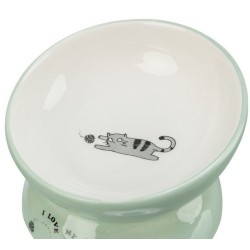 TRIXIE Miska podwyższona z ceramiki dla kota 0.15 l/13 cm - szałwiowa/biała