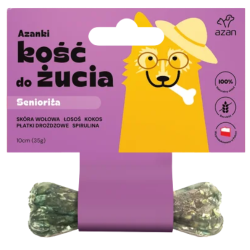 AZANKI Kość do żucia - Seniorita dla seniorów z łososiem, kokosem i spiruliną 10cm