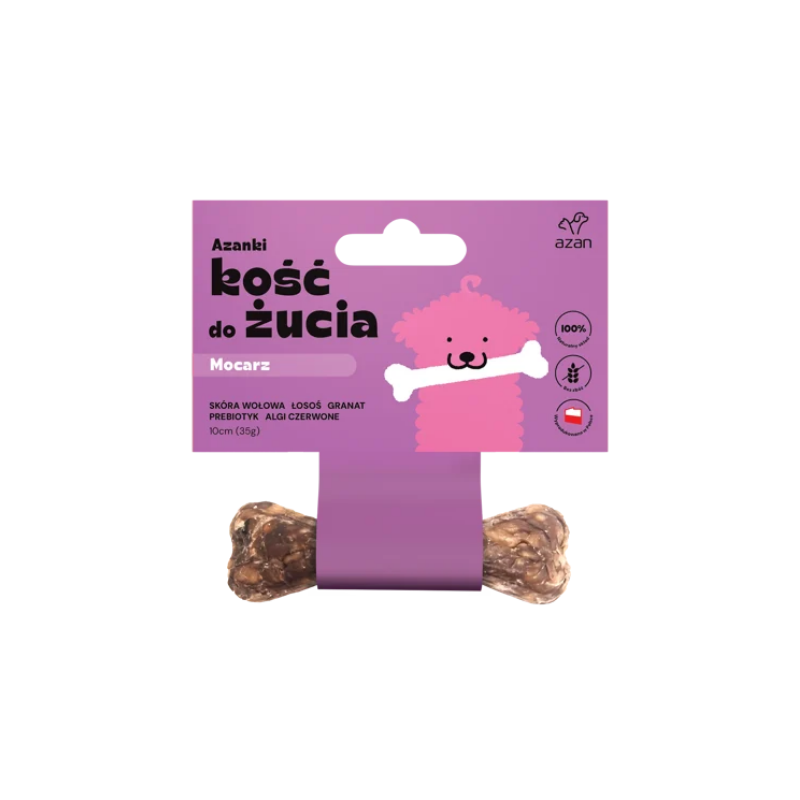 AZANKI Kość do żucia - Mocarz z łososiem, granatem i prebiotykiem dla młodych psów Puppy 10cm