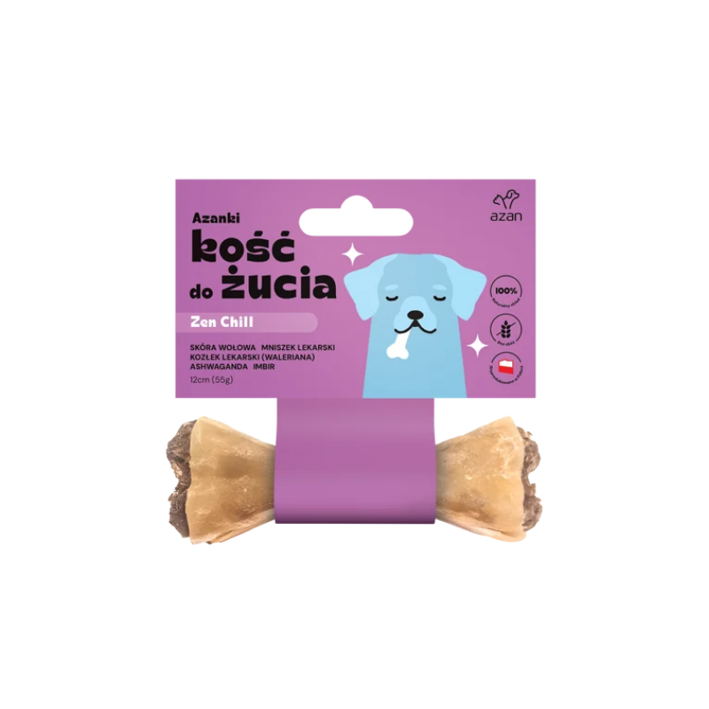 AZANKI Kość do żucia - Zen Chill dla odprężenia z mniszkiem, walerianą i ashwagandą S/M 12cm