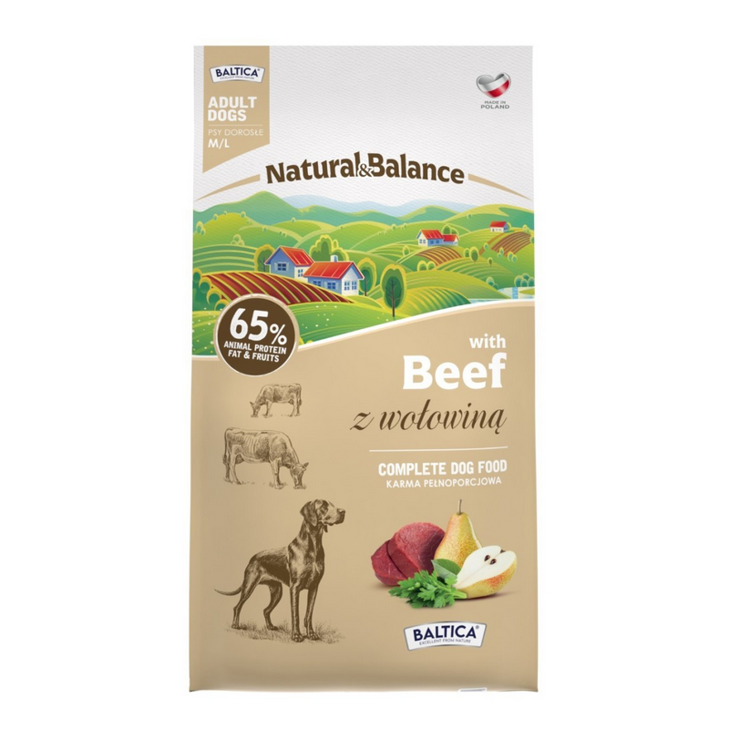 BALTICA Natural and Balance - z Wołowiną dla dużych i średnich psów 3 kg
