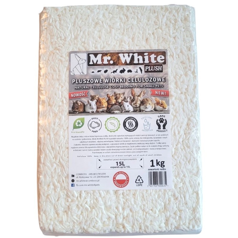 MR. WHITE Plush Wiórki celulozowe 1kg PROMO Uszkodzenie