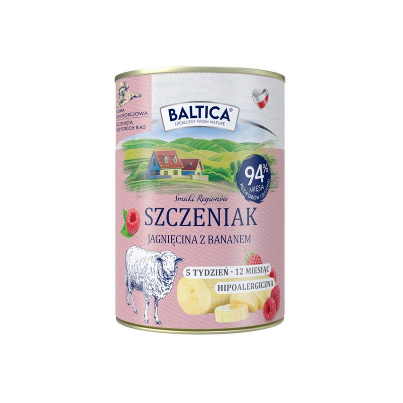 BALTICA SMAKI REGIONÓW Szczeniak Jagnięcina z bananem (puszka) 400g