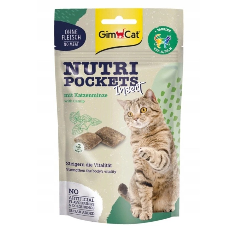 GIMCAT Nutri Pockets Fish z owadami i kocimiętką 60g