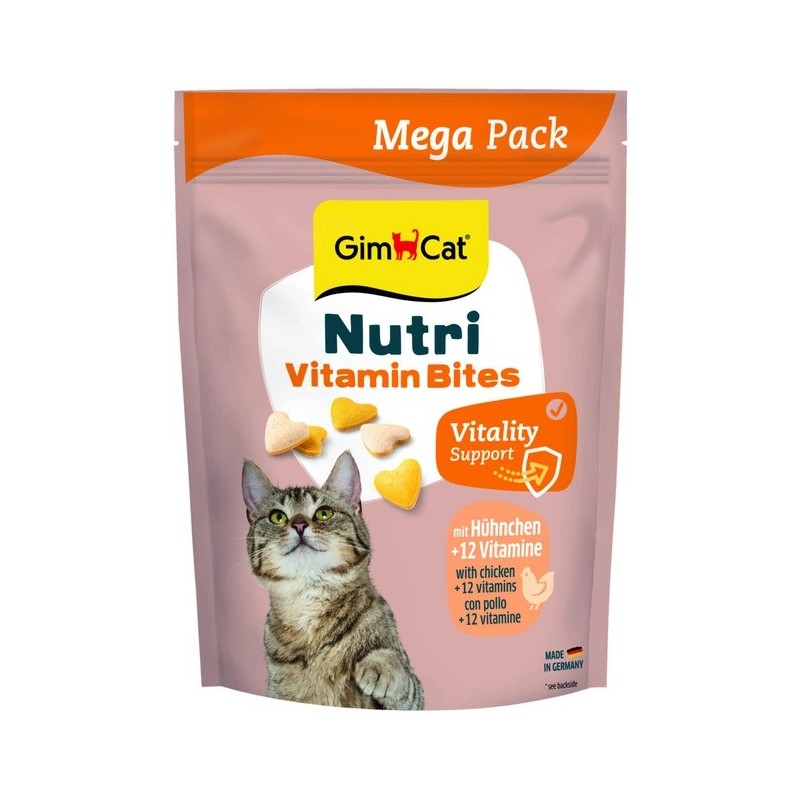 GIMCAT Nutri Multi-Vitamin Bites Serduszka z kurczakiem przysmak dla kota 425g