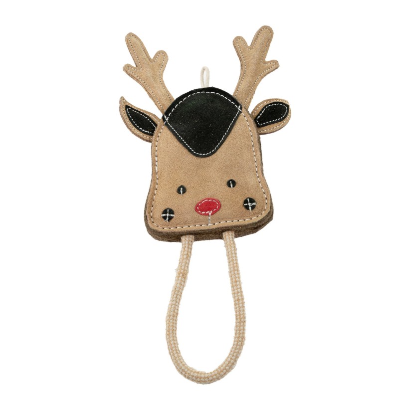 BARRY KING Zabawka dla psa skórzana Renifer 16 x 11 cm + 13cm lina