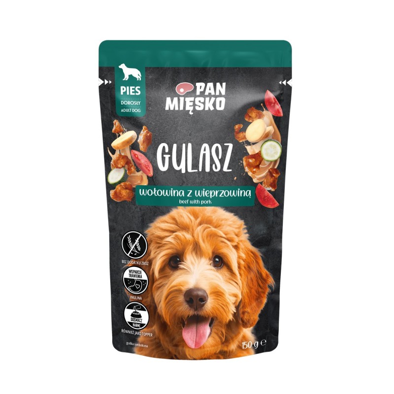 PAN MIĘSKO Karma mokra dla psa Gulasz Wołowina z wieprzowiną (dorosły) 150g