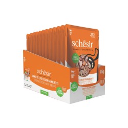 SCHESIR karma mokra dla kotów tuńczyk z kurczakiem i krewetkami w galarecie 85g (saszetka)