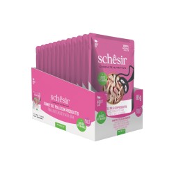 SCHESIR karma mokra dla kotów tuńczyk z kurczakiem i szynką w galarecie 85g (saszetka)