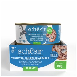 SCHESIR karma mokra dla kotów tuńczyk z sardynkami w galarecie 140g (puszka)