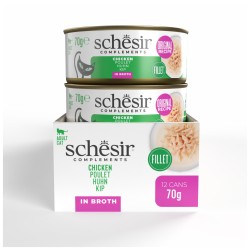SCHESIR Complements karma mokra dla kotów kurczak w bulionie 70g (puszka)