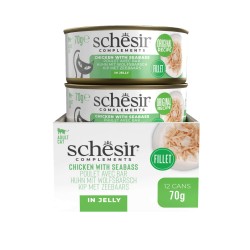 SCHESIR Complements karma mokra dla kotów kurczak z okoniem morskim w galarecie 70g (puszka)