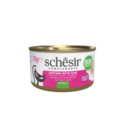 SCHESIR Complements karma mokra dla kotów kurczak z szynką w galarecie 70g (puszka)