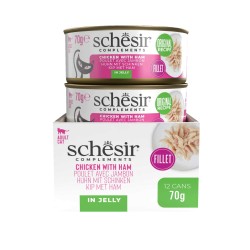 SCHESIR Complements karma mokra dla kotów kurczak z szynką w galarecie 70g (puszka)