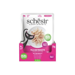 SCHESIR Complements karma mokra dla kotów kurczak z szynką w galarecie 70g (saszetka)
