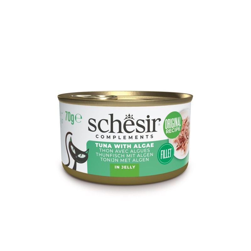 SCHESIR Complements karma mokra dla kotów tuńczyk z algami w galarecie 70g (puszka)