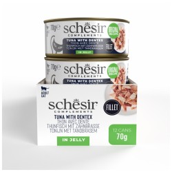 SCHESIR Complements karma mokra dla kotów tuńczyk z kielczakiem w galarecie 70g (puszka)