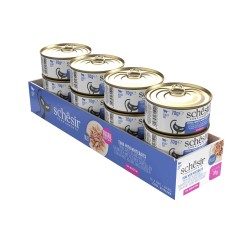 SCHESIR Complements karma mokra dla kotów tuńczyk ze szprotami w bulionie 70g (puszka)