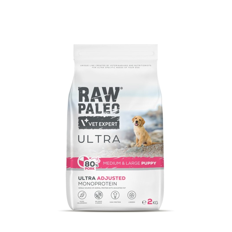 RAW PALEO Ultra Pork Puppy Medium/Large - sucha karma z wieprzowiną dla szczeniąt ras średnich i dużych 10 kg