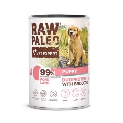 RAW PALEO Pork and Lamb Puppy Can - mokra karma dla szczeniąt duoproteina wieprzowina z jagnięciną (puszka) 400g