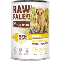 RAW PALEO Turkey and Cod Puppy Can mokra karma dla szczeniąt duoproteina indyk z dorszem (puszka) 400g