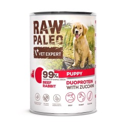 RAW PALEO Beef and Rabbit Puppy Can mokra karma dla szczeniąt duoproteina wołowina z królikiem (puszka) 200g