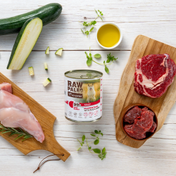 RAW PALEO Beef and Rabbit Adult Can mokra karma dla psów dorosłych duoproteina wołowina z królikiem (puszka) 400g