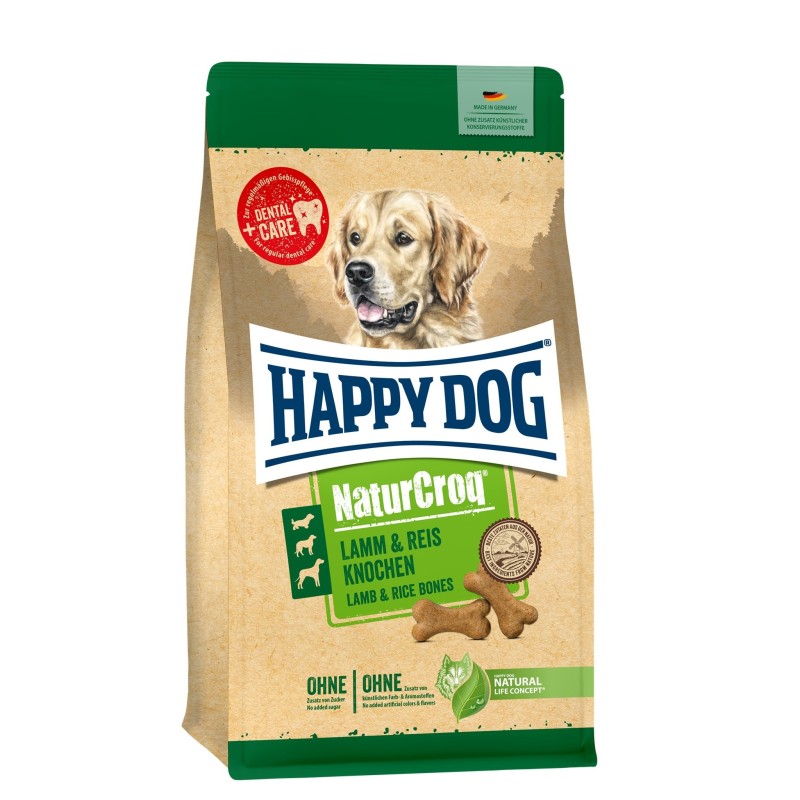 HAPPY DOG NaturCroq Knochen kostki z jagnięciną i ryżem przysmak dla średnich i dużych psów 500g